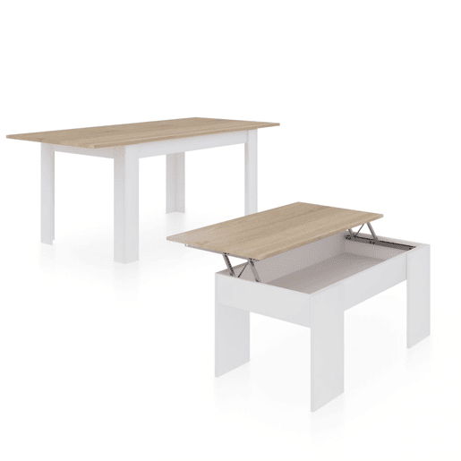Pack mesa de jantar 140 e mesa de centro Vita Artik White (Branco mate) - Carvalho canadiano 140 x 78 x 90 cm