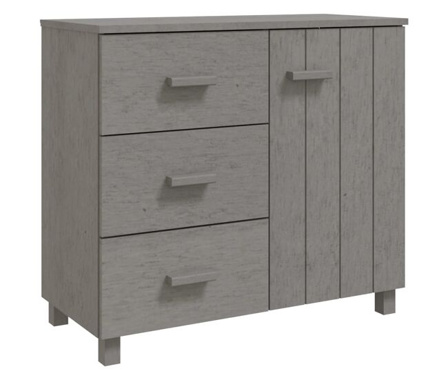 Vidaxl aparador hamar madera maciza de pino gris claro 90x40x80 cm