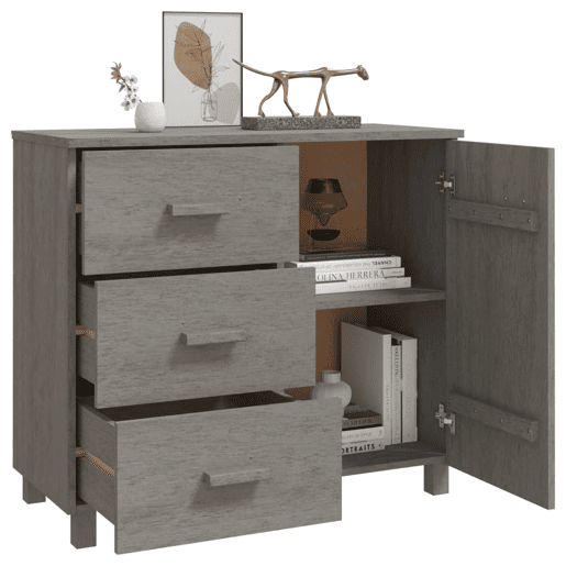 vidaXL Aparador HAMAR 90x40x80 cm pinho maciço cinza-claro