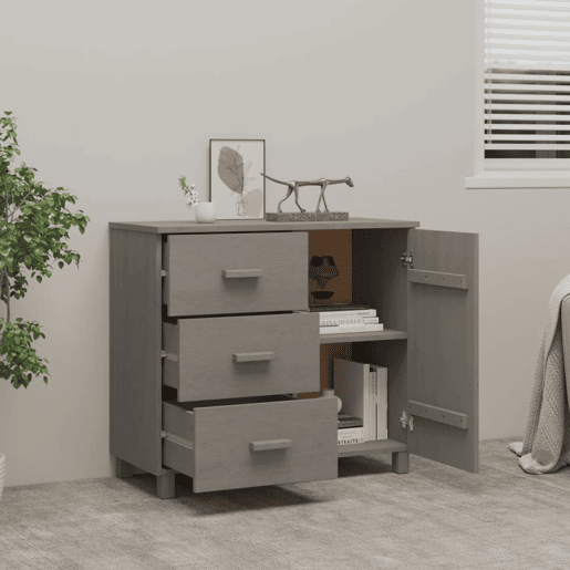 vidaXL Aparador HAMAR 90x40x80 cm pinho maciço cinza-claro