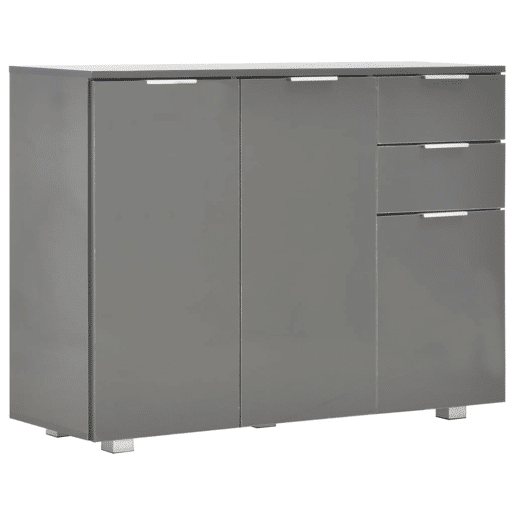 vidaXL Aparador 107x35x80,5 cm cinzento brilhante