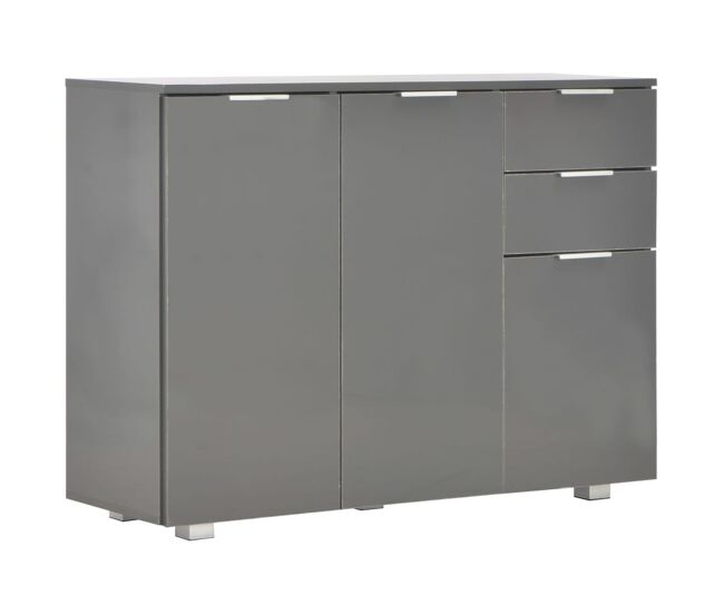 Vidaxl aparador gris brillante 107x35x80,5 cm