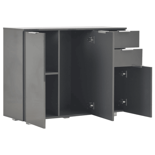vidaXL Aparador 107x35x80,5 cm cinzento brilhante