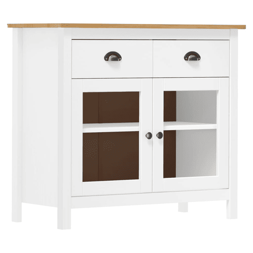 vidaXL Aparador Hill 90x40x80 cm madeira de pinho maciça branco