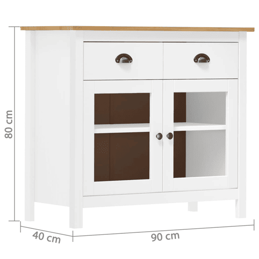 vidaXL Aparador Hill 90x40x80 cm madeira de pinho maciça branco