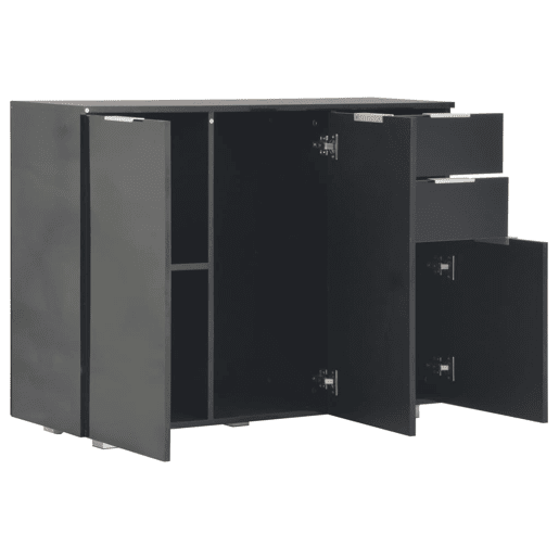 vidaXL Aparador 107x35x80,5 cm preto brilhante