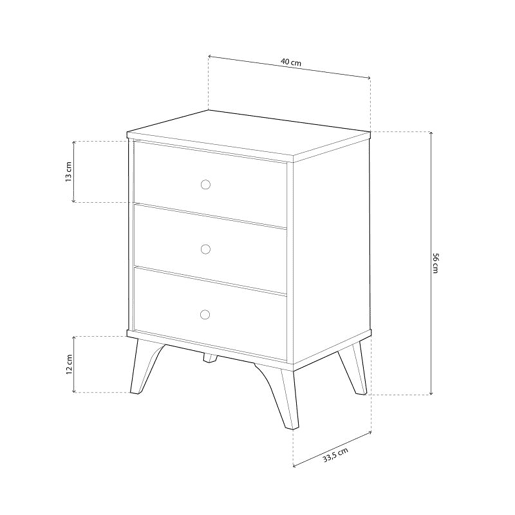 Mesita noche Iconic Artik White (Branco mate) 40 x 56 x 33,5 cm