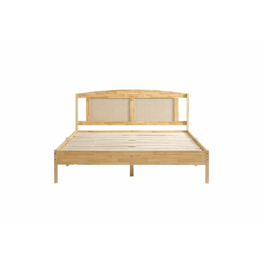 Cama de casal em rattan com efeito madeira natural 165*205*94 THRUDS Cama de casal em rattan com efeito madeira natural 165*205*94 THRUDS