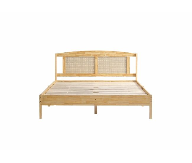Cama de matrimonio en ratán efecto madera natural 165*205*94 thruds