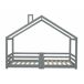 Cama infantil tipo cabina con base de láminas y chimenea Cama infantil tipo cabina con base de láminas y chimenea Gris Claro