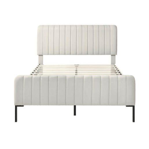 Cama estofada em linho cinza-bege cama de casal King 140x200cm EGMOID QUEEN