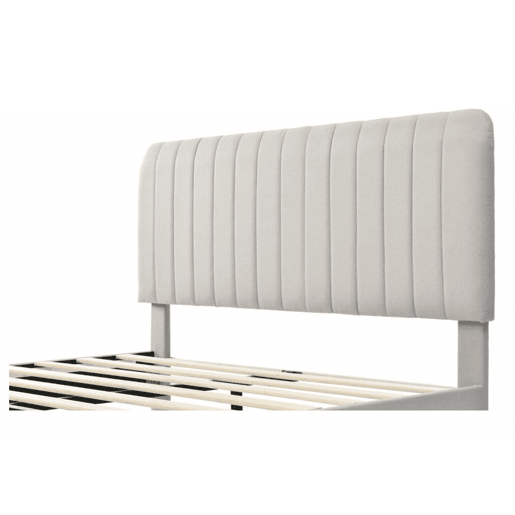 Cama estofada em linho cinza-bege cama de casal King 140x200cm EGMOID QUEEN
