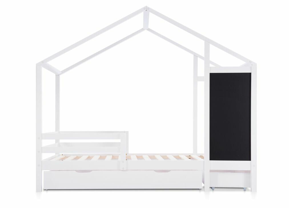 Cama infantil, cama de madera maciza con valla.