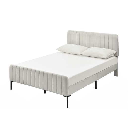 Cama estofada em linho cinza-bege cama de casal King 160x200cm EGMOID KING