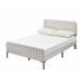 Estructura de cama tapizada en lino, cama doble tamaño king 165x209 Estructura de cama tapizada en lino, cama doble tamaño king 165x209 Blanco/ Beige