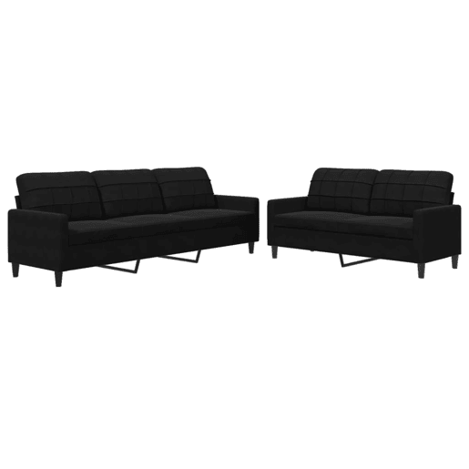 vidaXL 2 pcs conjunto de sofás com almofadões veludo preto vidaXL 2 pcs conjunto de sofás com almofadões veludo preto