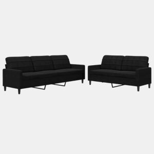 vidaXL 2 pcs conjunto de sofás com almofadões veludo preto