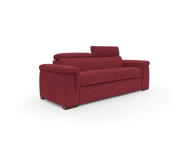 Giunone sofá cama convertible con colchón de 18 cm y reposacabezas reclinables en tejido impermeable 240 cm (mat. 160x197 cm) rojo