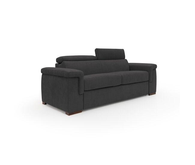 Giunone sofá cama convertible con colchón de 18 cm y reposacabezas reclinables en tejido impermeable 200 cm (mat. 120x197 cm) negro