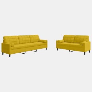 vidaXL 2 pcs conjunto de sofás com almofadões e rolos veludo amarelo