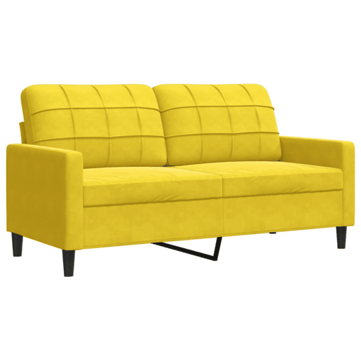 vidaXL 2 pcs conjunto de sofás com almofadões e rolos veludo amarelo vidaXL 2 pcs conjunto de sofás com almofadões e rolos veludo amarelo