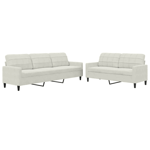 vidaXL 2 pcs conjunto de sofás com almofadões veludo cor creme vidaXL 2 pcs conjunto de sofás com almofadões veludo cor creme