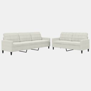 vidaXL 2 pcs conjunto de sofás com almofadões veludo cor creme