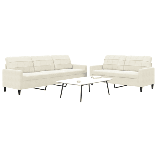 vidaXL 2 pcs conjunto de sofás com almofadões veludo cor creme vidaXL 2 pcs conjunto de sofás com almofadões veludo cor creme