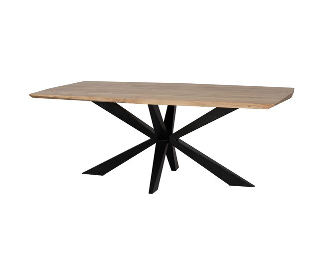Mesa de comedor borde conico de madera de acacia natural 200x100x76