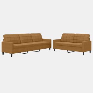 vidaXL 2 pcs conjunto de sofás com almofadões veludo castanho