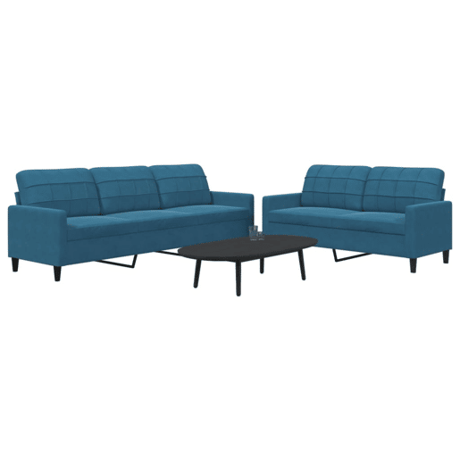 vidaXL 2 pcs conjunto de sofás com almofadões veludo azul vidaXL 2 pcs conjunto de sofás com almofadões veludo azul