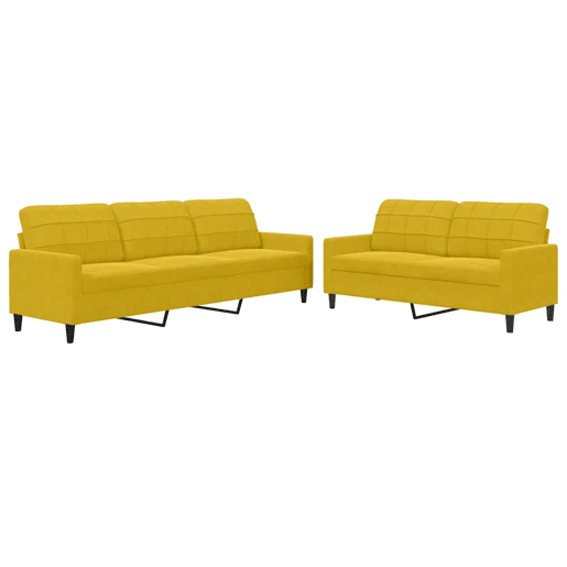 vidaXL 2 pcs conjunto de sofás com almofadões veludo amarelo