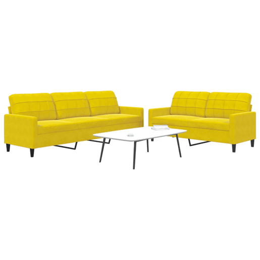 vidaXL 2 pcs conjunto de sofás com almofadões veludo amarelo