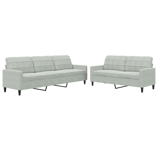 vidaXL 2 pcs conjunto de sofás com almofadões veludo cinzento-claro