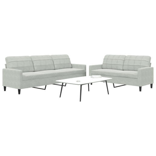 vidaXL 2 pcs conjunto de sofás com almofadões veludo cinzento-claro