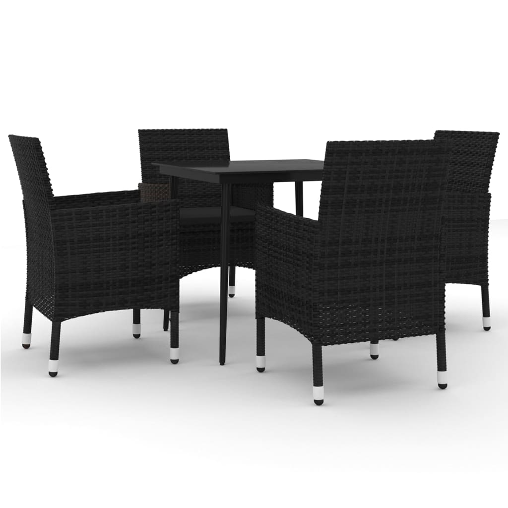 set comedor de jardin 5 pzas y cojines ratan sintetico y vidrio