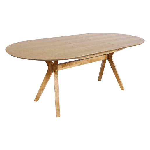 Mesa de jantar extensível oblonga de 6-8 pessoas, Olívia, Natural, 160x100x75 cm
