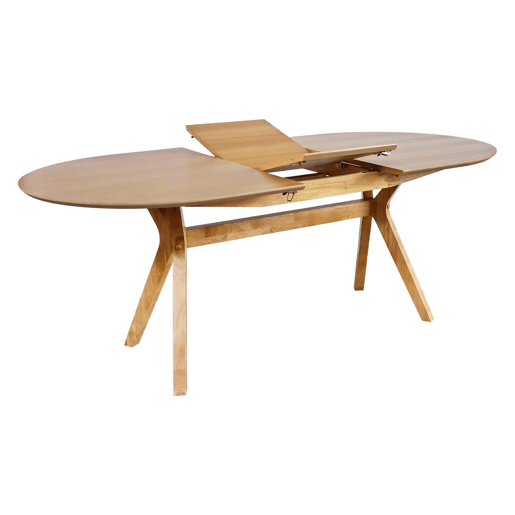 Mesa de jantar extensível oblonga de 6-8 pessoas, Olívia, Natural, 160x100x75 cm