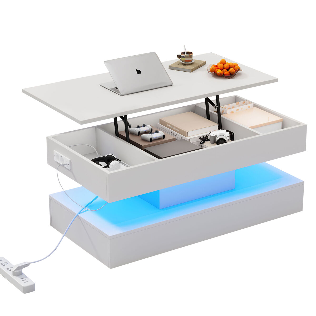 Mesa de centro elevable rectangular de panel de partículas 100x50