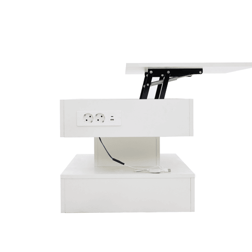 Mesa de centro elevável retangular de placa de partículas com luz led,branco Mesa de centro elevável retangular de placa de partículas com luz led,branco