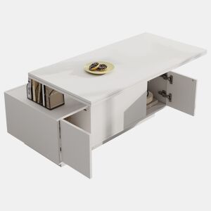 Mesa de centro elevável retangular de painel de partículas,branco