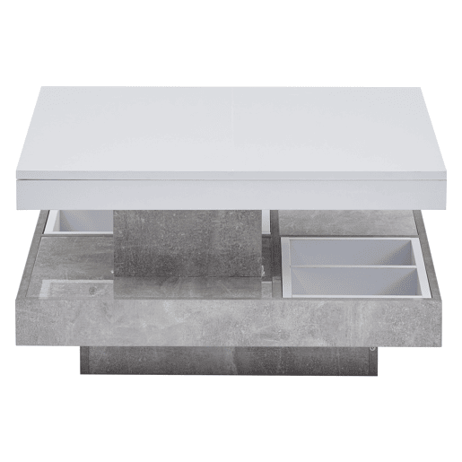 Mesa de centro giratoria quadrada de painel de partículas,branco+cinzento