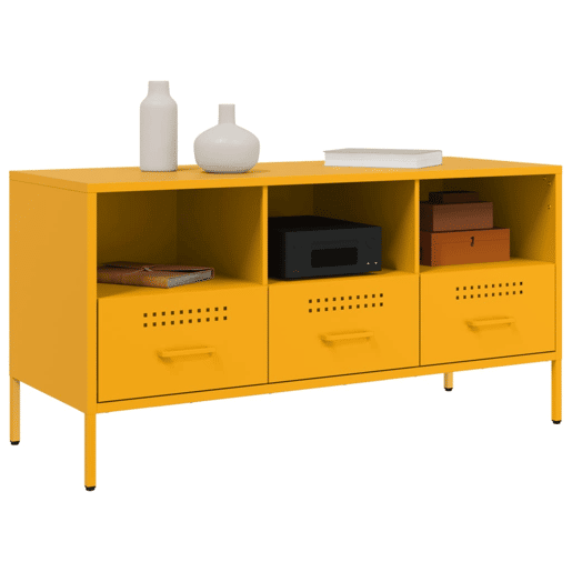 Móvel de TV - Modulo de TV - Armário de TV 100,5x39x50,5 cm aço amarelo mostarda