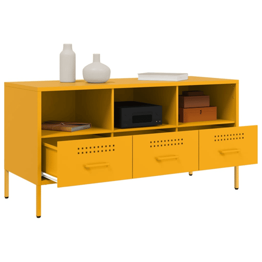Móvel de TV - Modulo de TV - Armário de TV 100,5x39x50,5 cm aço amarelo mostarda