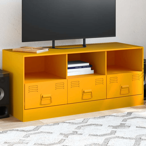 Móvel de TV - Modulo de TV - Armário de TV 99x39x44 cm aço amarelo mostarda
