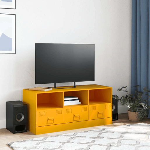 Móvel de TV - Modulo de TV - Armário de TV 99x39x44 cm aço amarelo mostarda