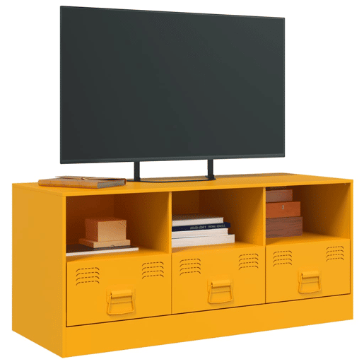 Móvel de TV - Modulo de TV - Armário de TV 99x39x44 cm aço amarelo mostarda