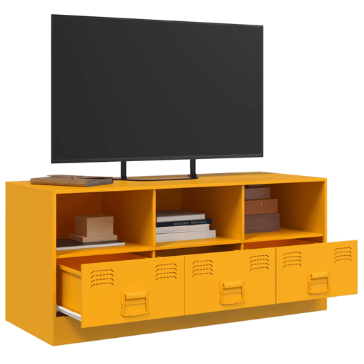 Móvel de TV - Modulo de TV - Armário de TV 99x39x44 cm aço amarelo mostarda