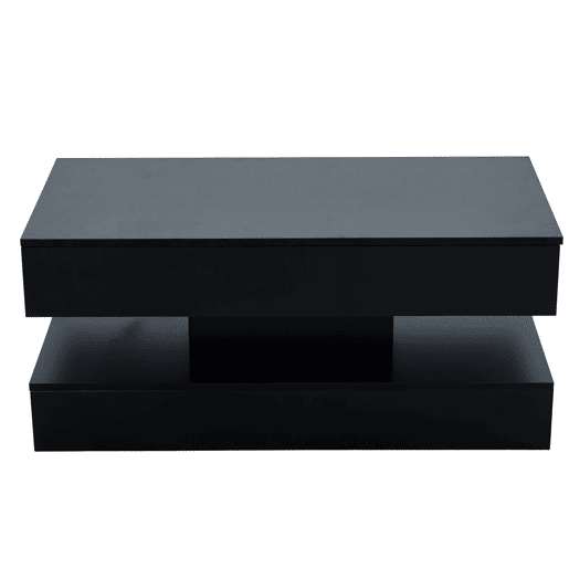 Mesa de centro elevável retangular de painel de partículas com luz led,preto