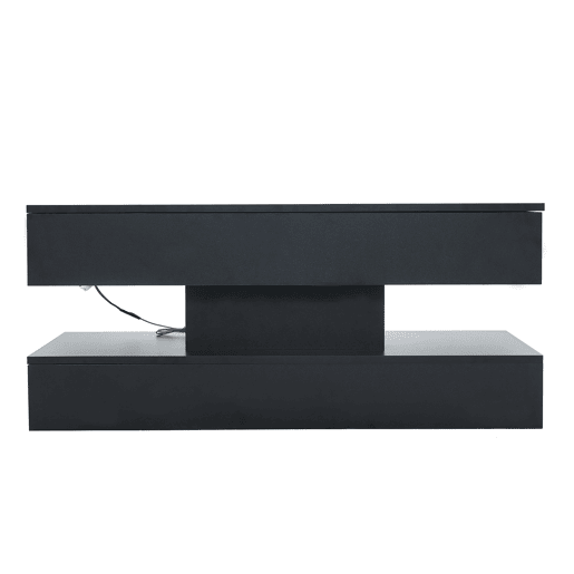 Mesa de centro elevável retangular de painel de partículas com luz led,preto